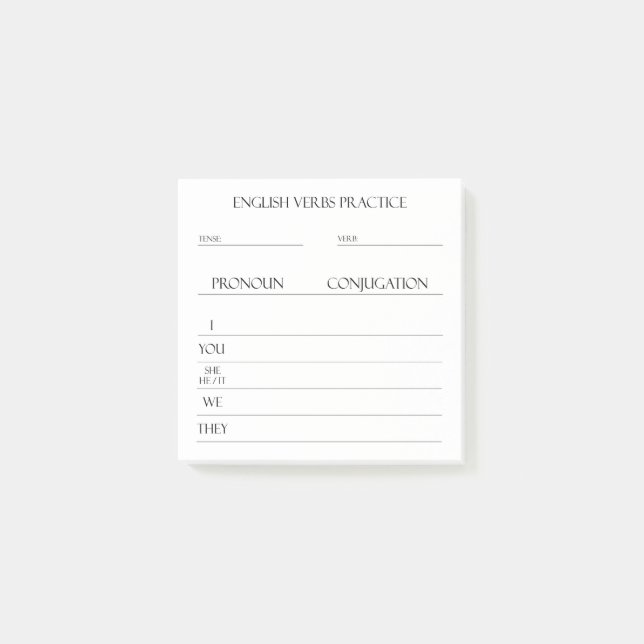 Notas Post-it® Inglés | Práctica de conjugación de verbos (Anverso)