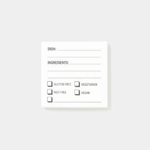 Notas Post-it® Ingredientes de receta y lista de comprobación de