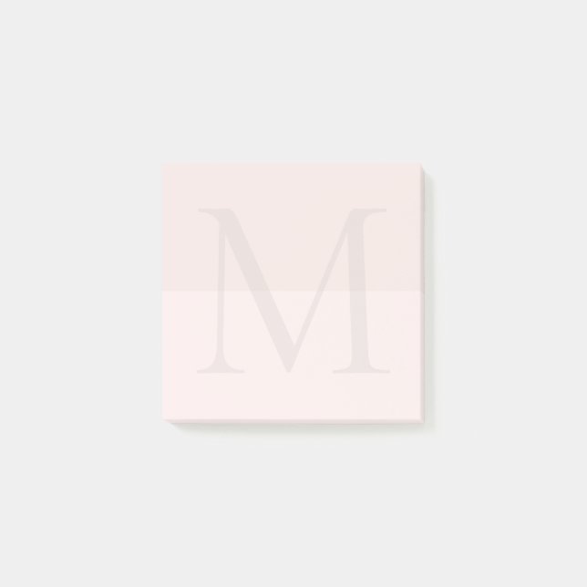 Notas Post-it® Inicial de monograma rosa claro (Anverso)