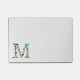 Notas Post-it® Inicial floral del monograma de la letra - M -