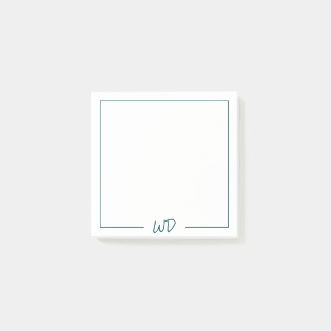 Notas Post-it® Iniciales básicas de monograma verde oscuro Verde  (Anverso)