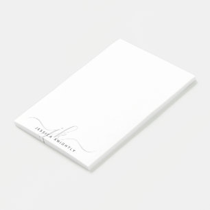 Notas Post-it® Iniciales de monograma de guiones grises de Moda m