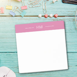 Notas Post-it® Iniciales de monograma moderno de color rosado