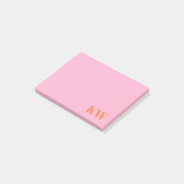 Notas Post-it® Iniciales de monograma personalizadas modernas ros