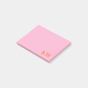 Notas Post-it® Iniciales de monograma personalizadas modernas ros