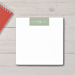 Notas Post-it® Iniciales de Monograma Verde Sage moderno de moda