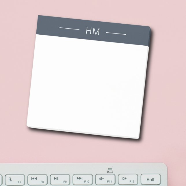 Notas Post-it® Iniciales del Monograma Azul de la Marina Oscura M (Subido por el creador)