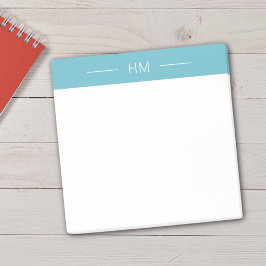 Notas Post-it® Iniciales del Monograma Azul Giral Moderno