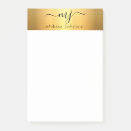 Notas Post-it® Iniciales elegantes en oro