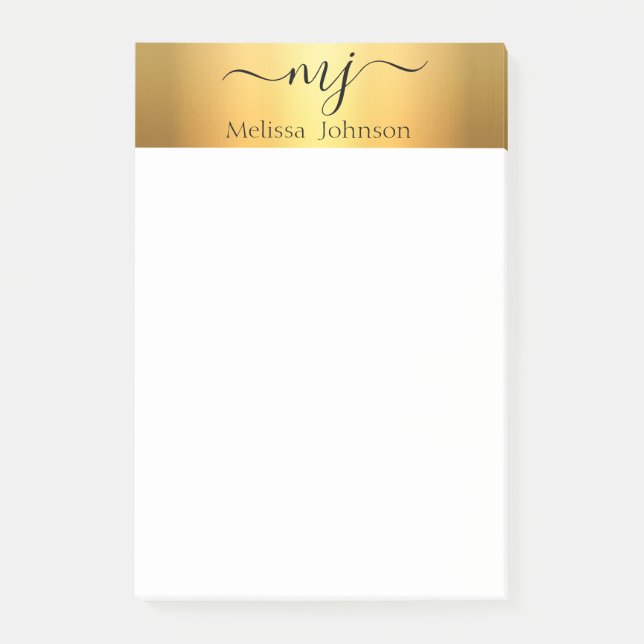 Notas Post-it® Iniciales elegantes en oro (Anverso)