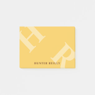 Notas Post-it® Iniciales Inclinadas Amarillo Yema & Tu Nombre