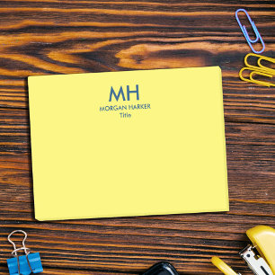 Notas Post-it® Iniciales limpios mínimos de color amarillo y azul