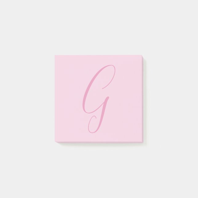 Notas Post-it® Initial Letter Monogram Light Pink Plain Chic (Anverso)