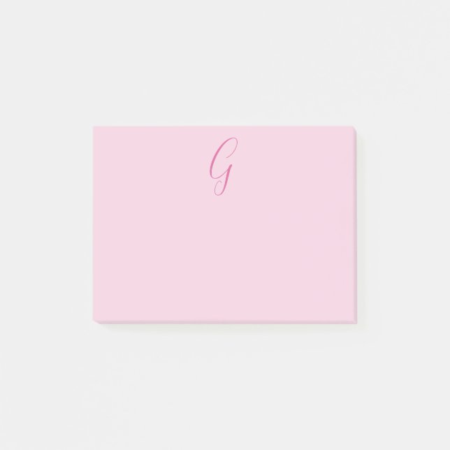 Notas Post-it® Initial Letter Monogram Light Pink Plain Chic (Anverso)