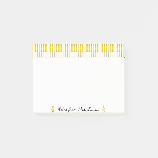 Notas Post-it® Instrumento musical del teclado del piano de oro p (Anverso)
