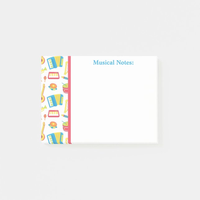 Notas Post-it® Instrumentos Musicales Coloridos Para Niños (Anverso)