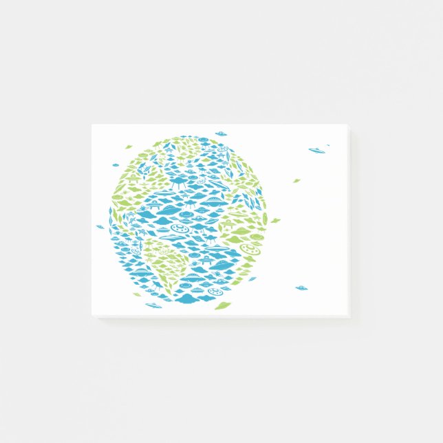 Notas Post-it® Invasión de OVNI en el mundo, Alien, buques espaci (Anverso)