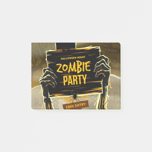 Notas Post-it® invitación de Halloween a fiesta de zombis (Anverso)