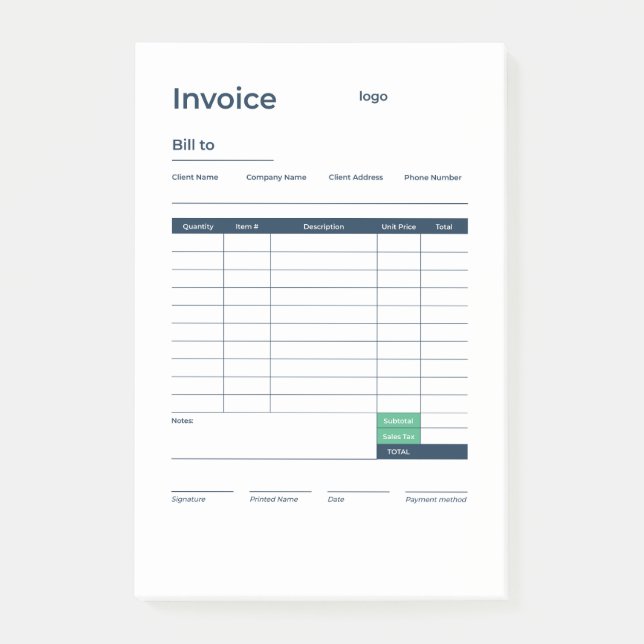 Notas Post-it® invoice (Anverso)