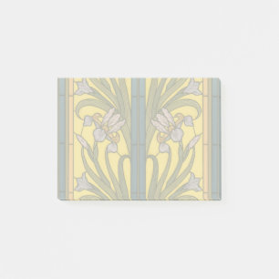 Notas Post-it® Iris Flor Art Nouveau Vidrio Manchado Oro Azul