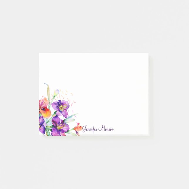 Notas Post-it® Iris morado y rojo personalizado (Anverso)