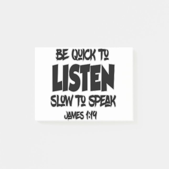 Notas Post-it® James 1:19 Escucha rápido, habla lento... (Anverso)
