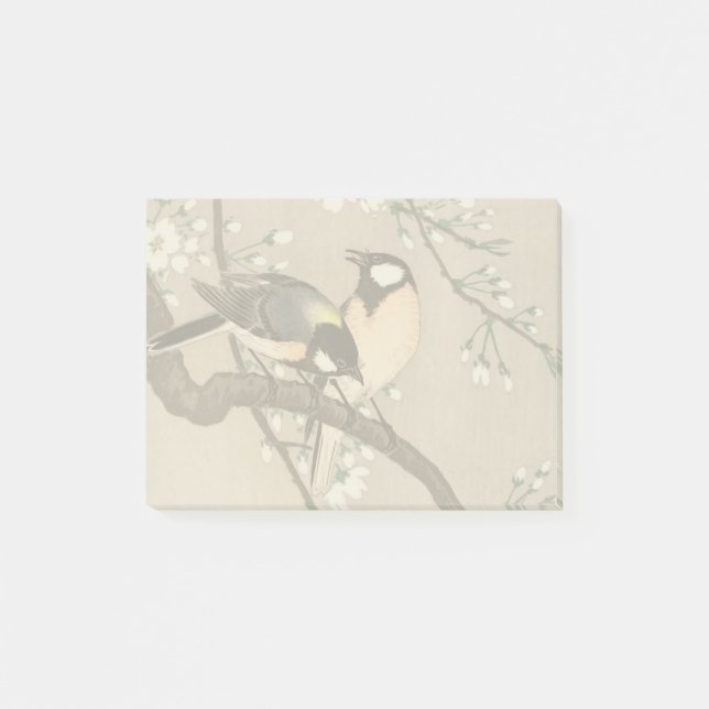 Notas Post-it® Japonés asiático Ohara Koson pájaro carbonero pája (Anverso)