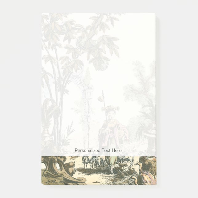 Notas Post-it® Jardín asiático con mujeres y animales (Anverso)