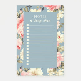 Notas Post-it® Jardín de Campo Francés Flores Azul Polvoriento