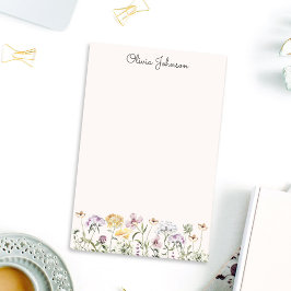 Notas Post-it® Jardín de flores silvestres con nombre personaliza