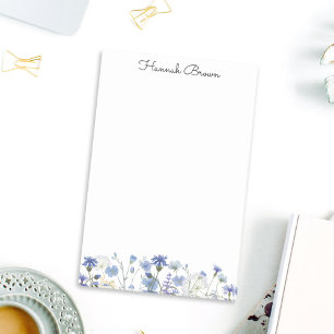 Notas Post-it® Jardín de flores silvestres en acuarela azul
