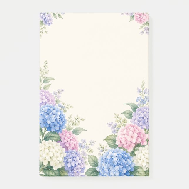 Notas Post-it® Jardín de Hortensias Acuarela  (Anverso)