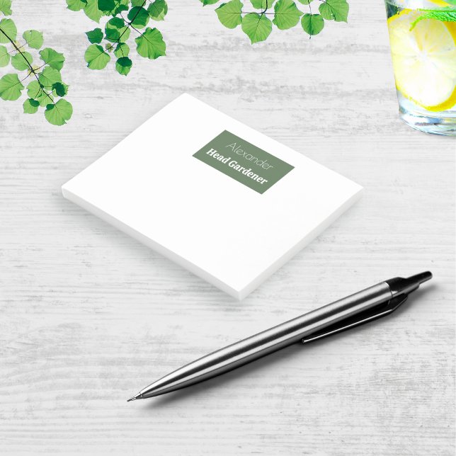 Notas Post-it® Jardín de Novedad personalizado de Head Gardener T (Personalized post-it notes for garden lovers, with a modern design and 'Head Gardener' caption)