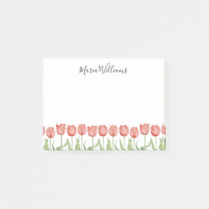 Notas Post-it® Jardín de tulipanes rosados personalizados 4x3