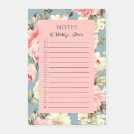Notas Post-it® Jardín floral cottage campestre francés rosa