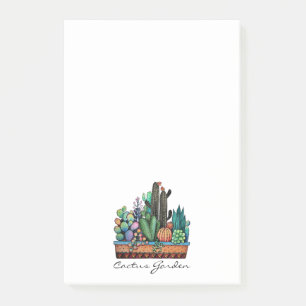 Notas Post-it® Jardín lindo del cactus de la acuarela en pote