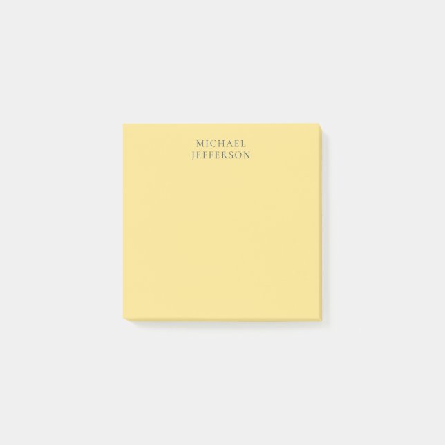 Notas Post-it® Jasmine & Slate Grey Minimalist Plain Modern Name (Anverso)