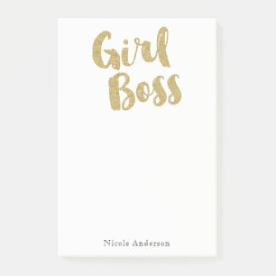 Notas Post-it® Jefa glamurosa moderna chic femenina dorada