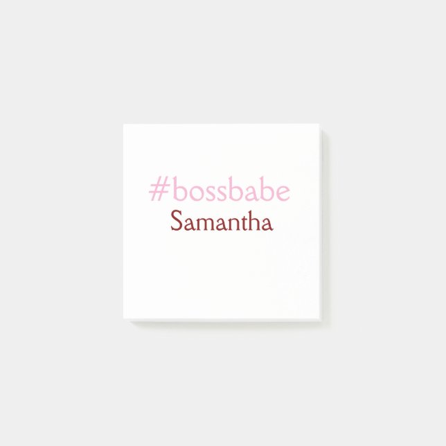 Notas Post-it® Jefa hashtag rosa claro agregar nombre jefa mujer  (Anverso)
