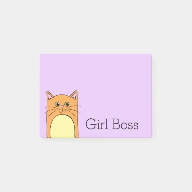Notas Post-it® Jefe Chica de gato Naranja (Anverso)