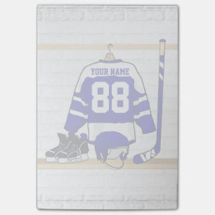 Notas Post-it® Jersey azul y blanco personalizado del hockey