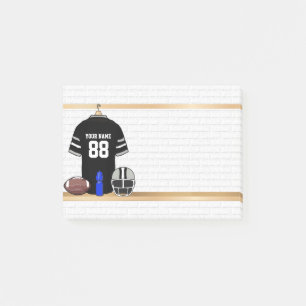 Notas Post-it® Jersey personalizado del fútbol del negro y de lo