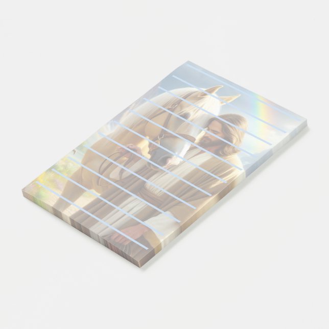 Notas Post-it® Jesús con caballo palomino en el paisaje escénico (En perspectiva)