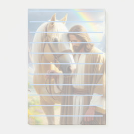 Notas Post-it® Jesús con caballo palomino en el paisaje escénico