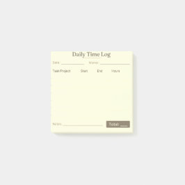Notas Post-it® Job Time Log Notepad – Work Hours Tracker