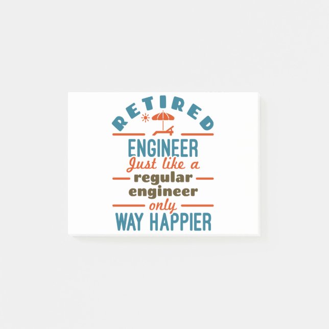 Notas Post-it® Jubilación de Ingeniero Jubilado Happier (Anverso)