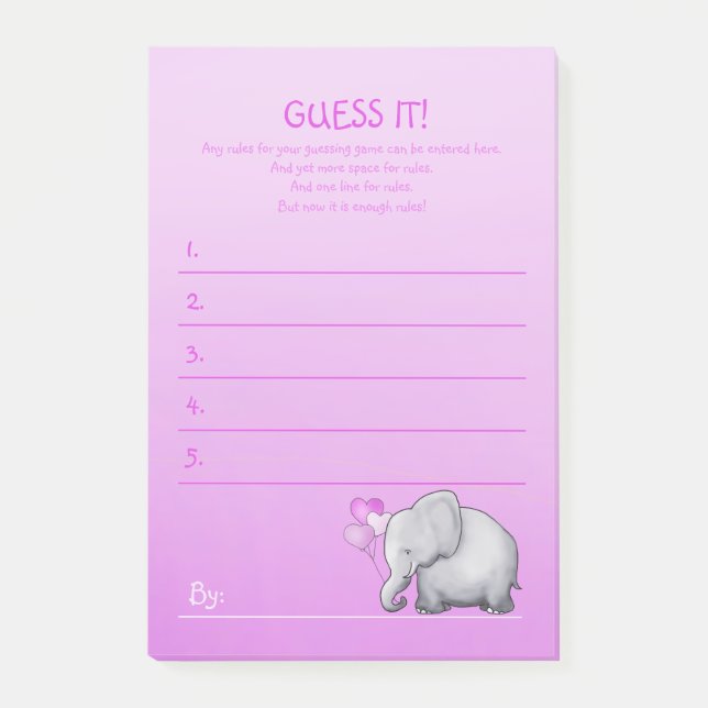 Notas Post-it® Juego de adivinanzas lindo de la ducha de la niña (Anverso)