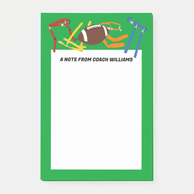 Notas Post-it® Jugador entrenador de fútbol de bandera personaliz (Anverso)