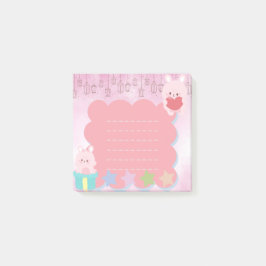 Notas Post-it® Kawaii Cute Oso Púrpura Rosa
