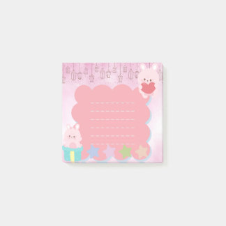 Notas Post-it® Kawaii Cute Oso Púrpura Rosa